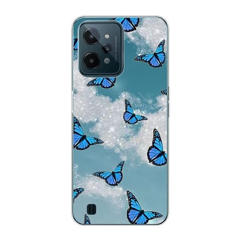 KARTXITAI Case Compatible with C31 4g,Shockproof Slim Thin Silicone Protective Anti-Fingerprint Anti-Scratch Anti-Fall Phone Cover - Blue Butterfly