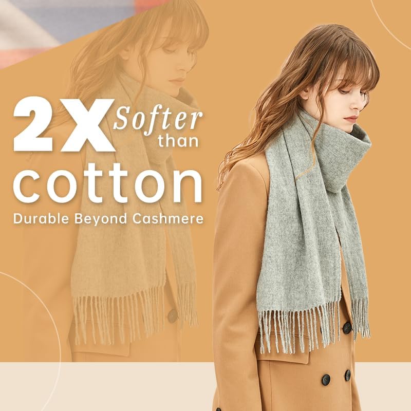 Merino Wool Alpaca Winter Scarf for Women, Australian Pashmina Wraps, Soft Cashmere Feel Shawls Holiday Gift - Image 3