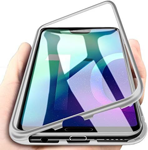 Huawei Y9 (2019) Case,Hybrid Aluminum Metal Bumper Frame + Transparent Tempered Glass Back 2 in 1 Magnetic Adsorption Case Cover for Y9 (2019)