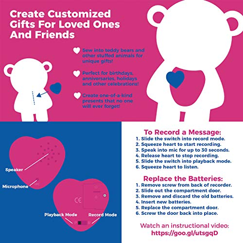 Pacote com 2, som de voz Inventiv de 30 segundos, módulo gravador para brinquedo de pelúcia, urso de