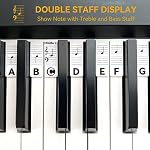 BEATBIT Piano Notes Guide for Beginner, Removable Piano Keyboard Note Labels for Learning, 88-Key Full Size, Made of Silicone, No Need Stickers, Reusable and Comes with Box (Classic Black）