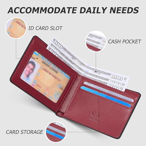 Image of Gostwo Mens Wallet RFID Blocking Slim Minimalist Bifold Wallet with ID Window & Business Card Holder, Thin Front Pocket Design, Stylish Wallet for Men, Teen, Boyfriend, Husband