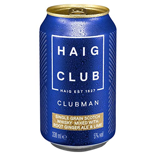 Haig Club Single Grain Scotch Whisky Mixed with Root Ginger Ale and Lime Ready to Drink Can, 330 cl