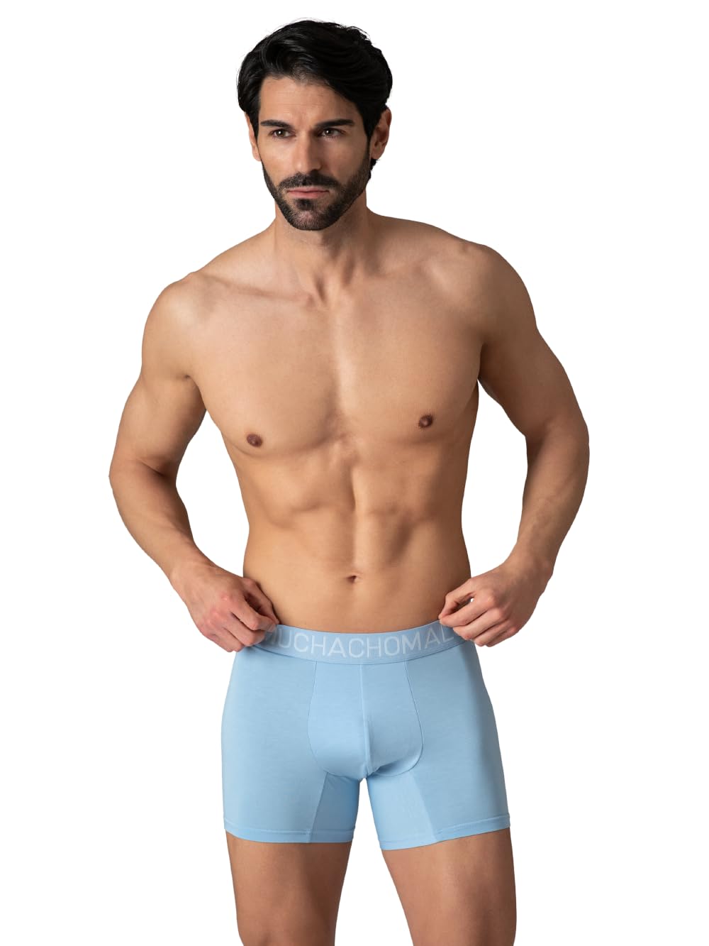 Muchachomalo Uomo Boxer 3-Pack, Tinta Unita, bambù, Fascia Elastica