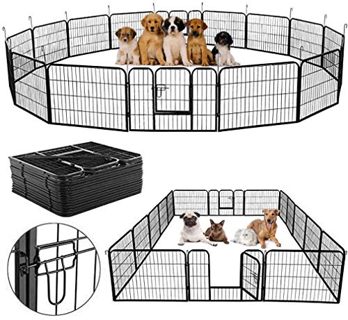16 Panel Heavy Duty Cage Pet Dog Cat Barrier Fence Exercise Metal Playpen Kennel by ShinShop