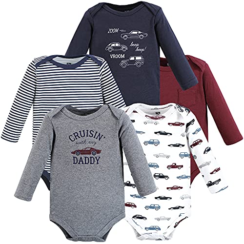 Image of Hudson Baby baby-boys Cotton Long-sleeve Bodysuits 5-pack