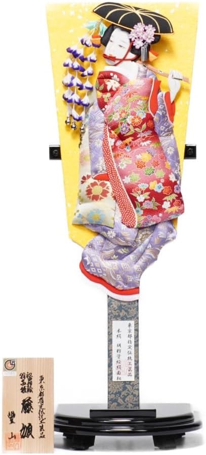 壁掛け13号 藤娘 羽子板 むさしや豊山(壁掛け 羽子板 コンパクト マンション ミニサイズ お手軽 初正月 女の子)