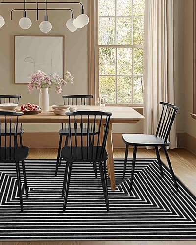 Latte&Fog 8x10 Area Rugs for Living Room, Large Modern Abstract Washable Rug, Boho Non Slip Low Pile Carpet for Indoor Bedroom Dining Room, Office, Dorm, Classroom, Farmhouse and Kids Room - Image 4