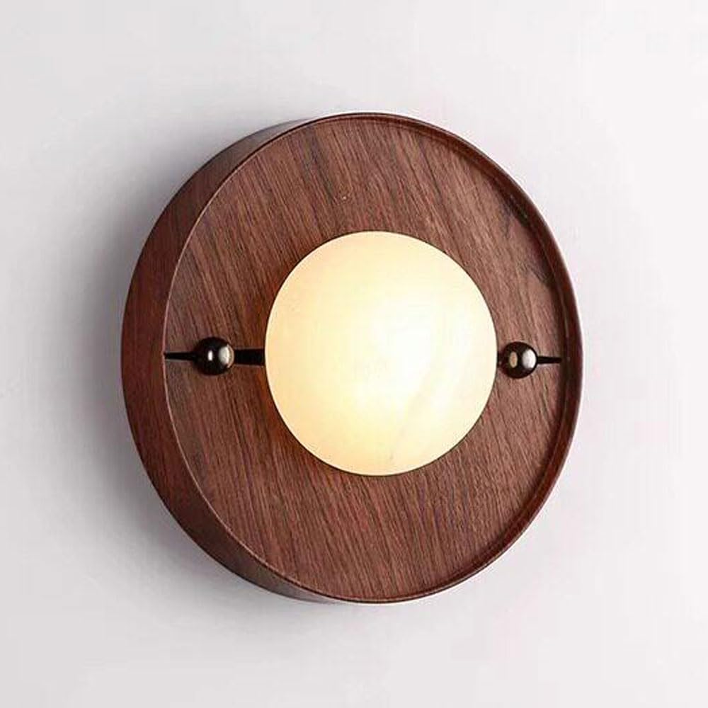SSBHDM 7.8 Inch Round Iron Art Wall Light, Vintage Farmhouse Style Wall Light, LED Light Source Alabaster Lampshade Wall Sconce, Restaurant Staircase Living Room Wall Mounted Lighting Fixtures