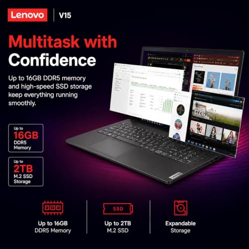 Image of Lenovo 2026 New V-Series Business and Student Laptop, Intel Powerful Processor, 16GB DDR5, 1TB PCIe, 15.6 inch FHD Anti-Glare, Ultra Slim Design, Wi-Fi 6, Bluetooth 5.3 Long Battery Life, Windows 11 Pro