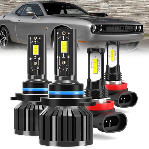 AYGZRUB For 2015-2020 Dodge Challenger light Bulbs 9012 High Low Beam H11 Fog Light Combo 4PCS