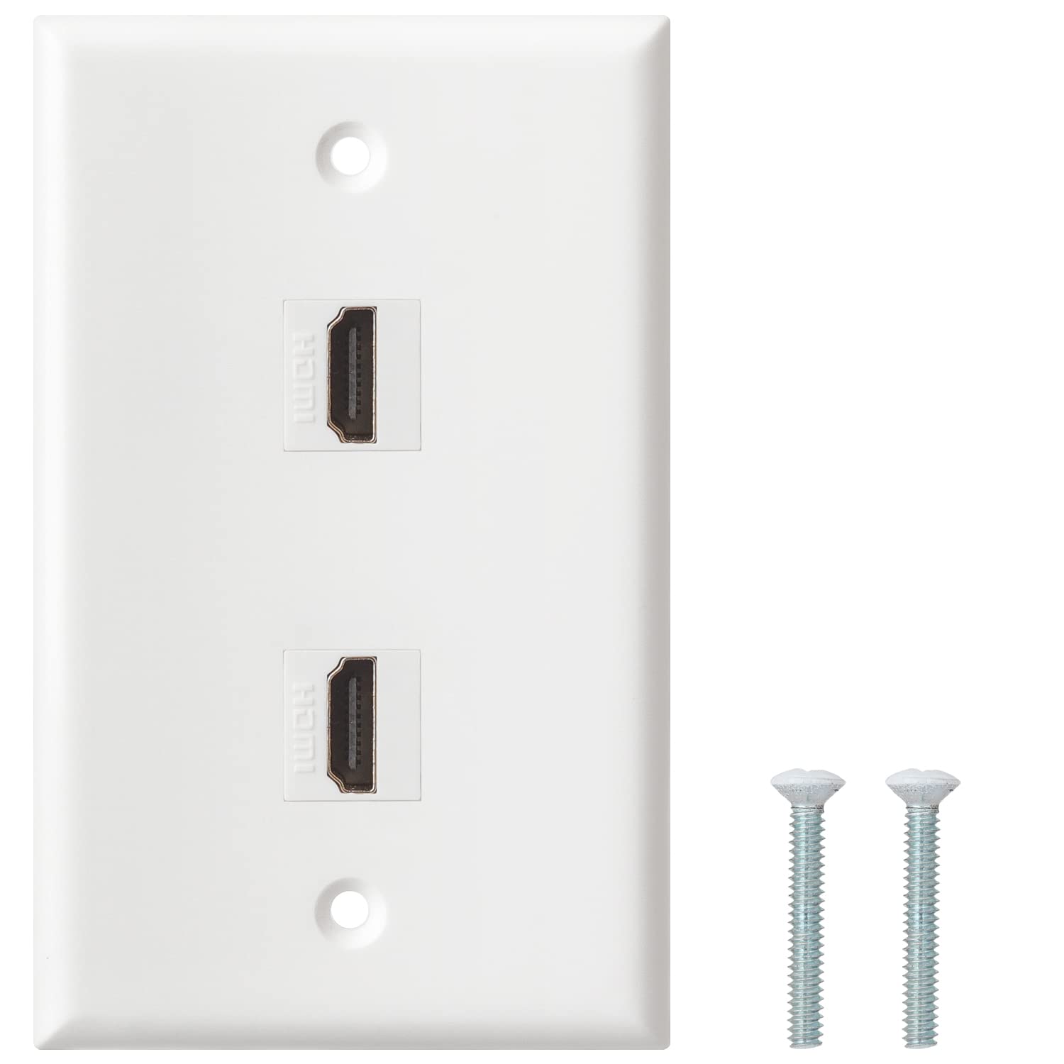 HDMI Wall Plate, 2 Port 4K HDMI Keystone Female to Female Wall Plate-White