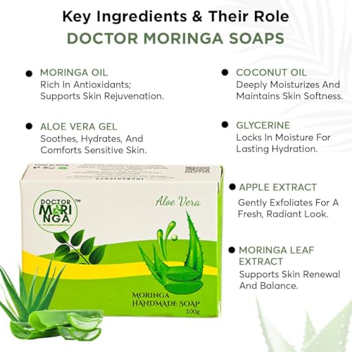 Image of Handmade Bathing Soap- 100gm | Herbal Soap for Removing Dirt & Impurities no mineral oils added Suitable for All Skin Types (Aloe Vera Soap, 100g (Pack of 5))