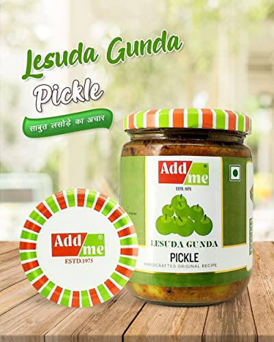 Image of Add me Lasode Gunda Pickle Achar 500gm Home Made Rajasthani lasoda Fruit Gujrati achar 500 gm Indian Gum Berry Glass Pack