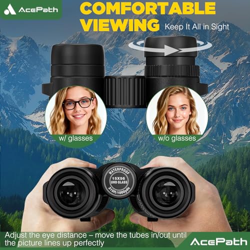 Image of 15x56 Binoculars for Adults High Powered - Large View Binoculars with Clear Low Light Vision - Waterproof Binocular for Camping Hunting Cruise Travel Bird Watching