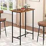DAOUTIME Bar Height Table, Compact Bar Table, Counter Height Kitchen Dining Table for Apartment Breakfast Nook Home Bar, Sturdy Metal Frame, Small Console Table for Narrow Spaces