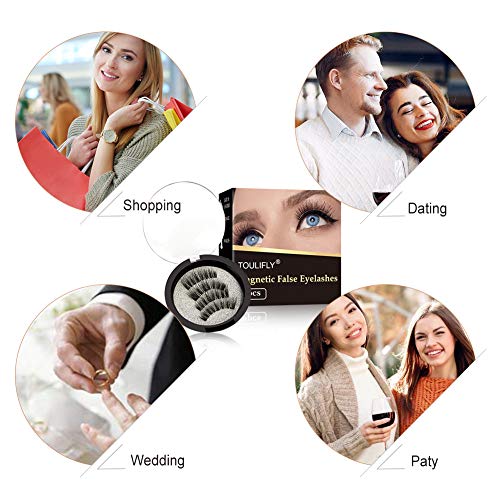 Magnetic Eyelashes,Falses Eyelashes Magnetic,3d Magnetic eyelashes,Magnetic Lashes Reusable Natural Ultra Thin Magnetic Falses Eyelashes for Party Dating Wedding,8pcs with Tweezers