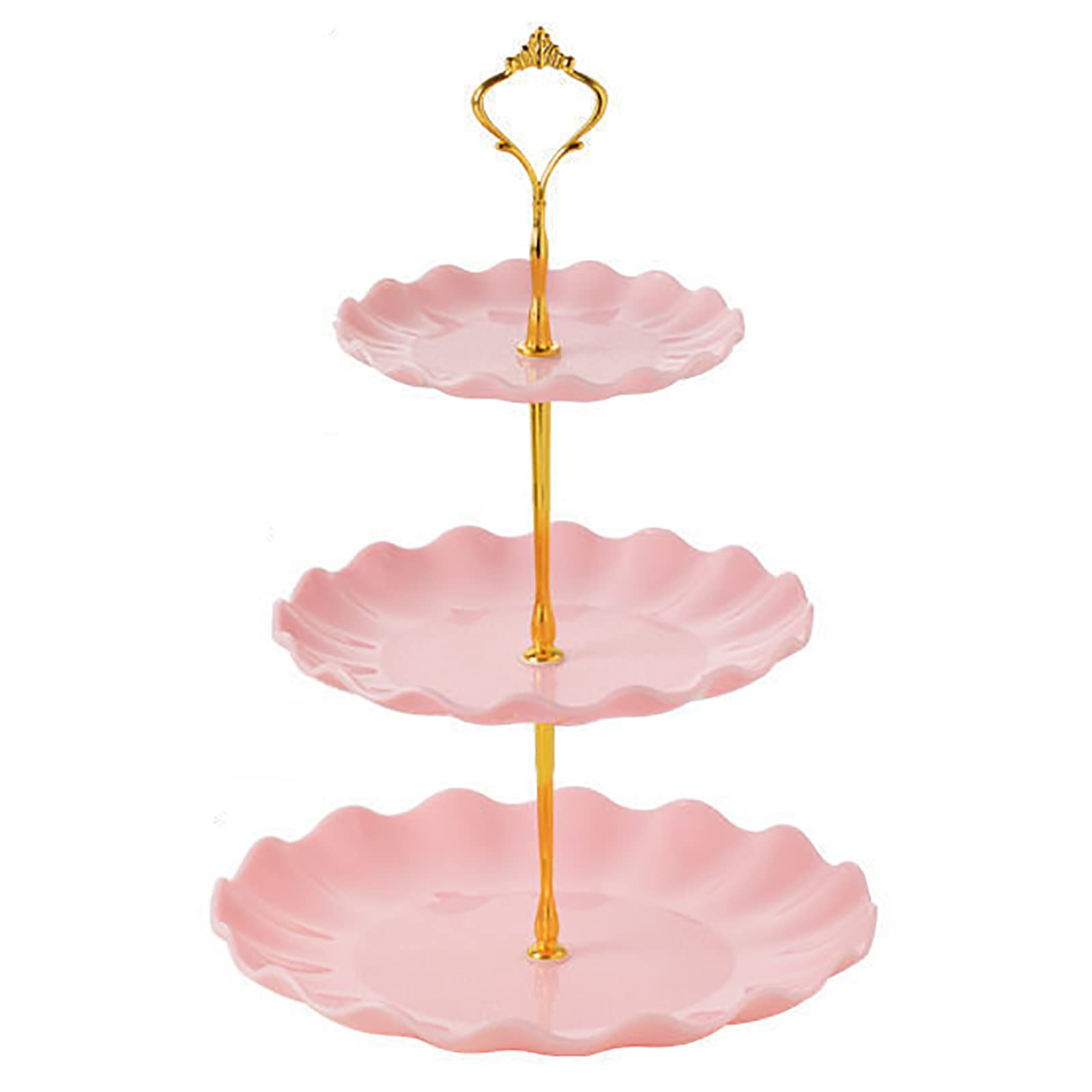Alzata per Torta a 3 Piani Pastiglia di Formaggio Frutta Biscuit Servings Utilizzato in Tazza di Carta Muffins Festa Compleanno Supporto per Espositore da Sposa (Pink)