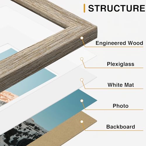 Image of Vittanly Picture Frames Set of 10, Picture Frames Collage Wall Decor with Two 8x10, Four 5x7, and Four 4x6 Photo Frames, Gallery Wall Frame Set for Wall or Tabletop Display, Light Wood