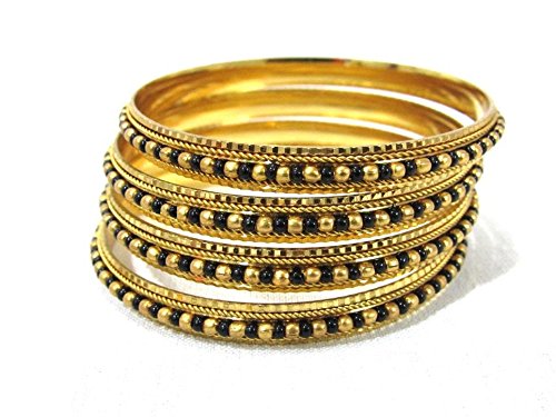Shree Mauli Creation Golden and Black Alloy Black and golden beads bangles set of 4 for Women SMCB35 (2.4) (B09BBP7RL4) Amazon Price History, Amazon Price Tracker