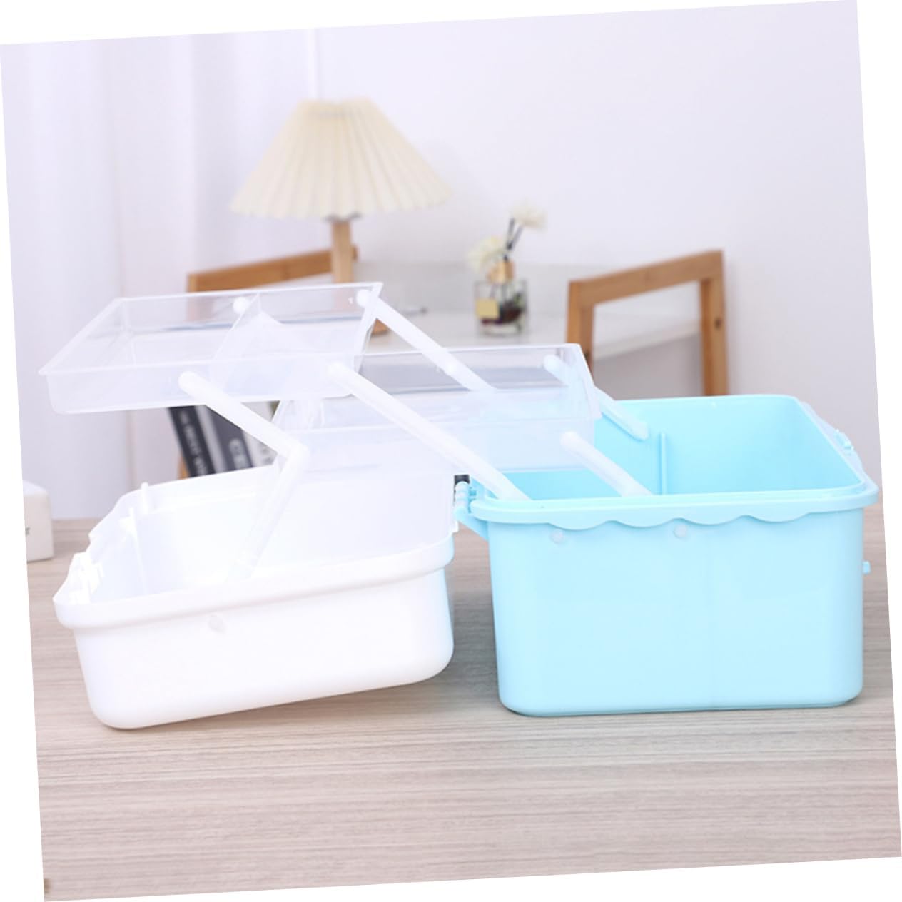 Portable Three-Layer Craft Tool Box Handle Sturdy Art Supply Organizer for Home and Travel Multi-Layer Storage Case for Art Tools and Supplies