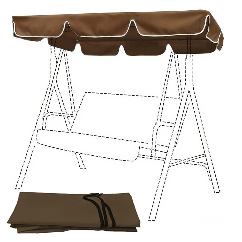MESCXTY 64x45in 85x57in Porch Swing Canopy Replacement, Waterproof Anti-UV Garden Hammock Top Cover, Outdoor Replacement for Patio/Yard(Brown,82x57in-210x145cm)