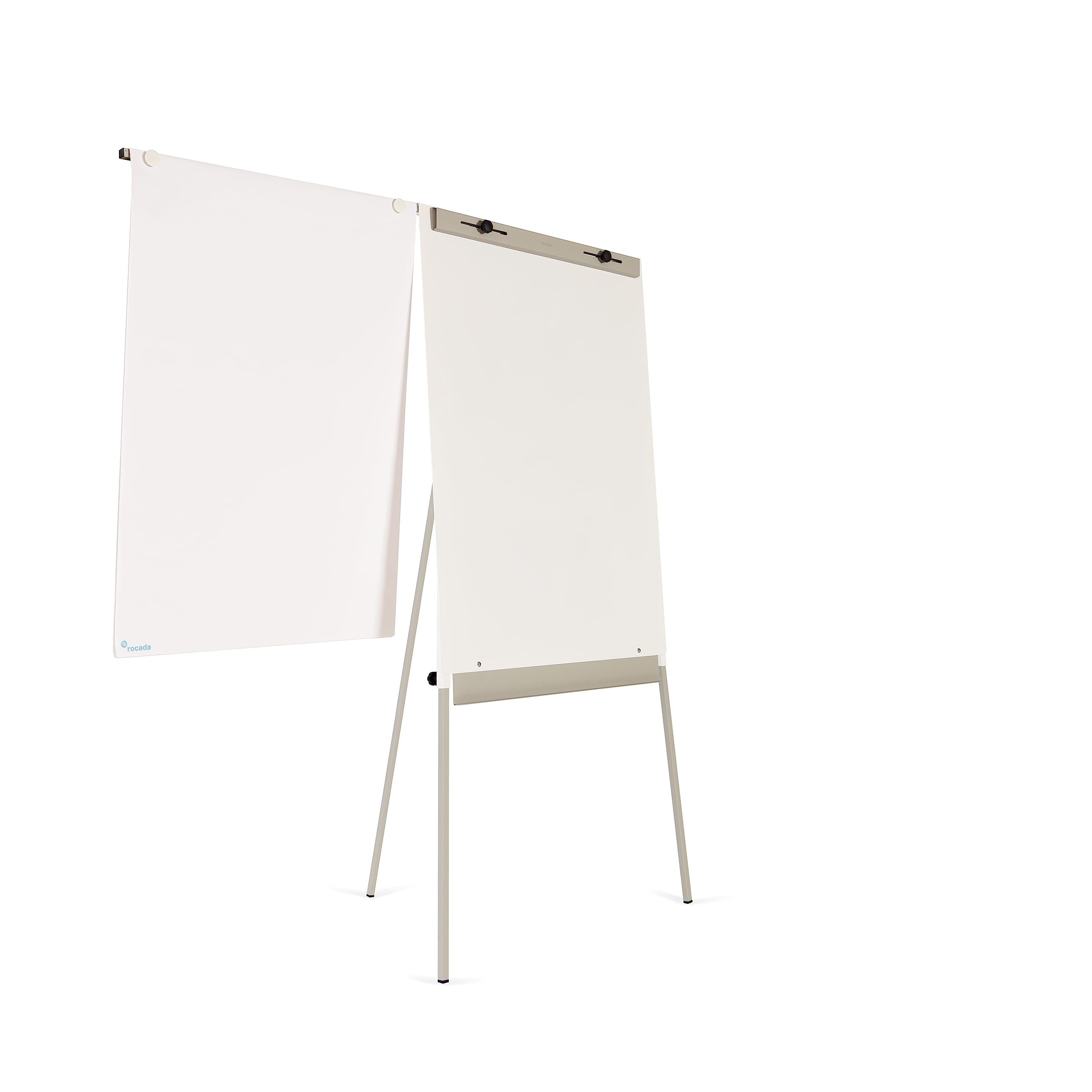 Rocada | Lavagna bianca con cavalletto | Magnetico | Rotfogli con braccio grigio | altezza regolabile| 70 x 105-180 x 70 cm