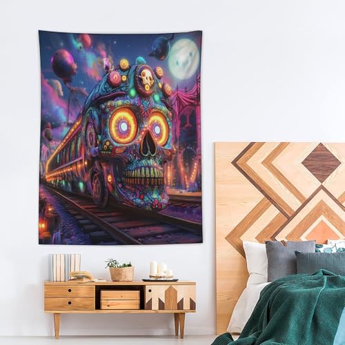 Tapiz de calavera psicodélica vertical decorativo para dormitorio 4