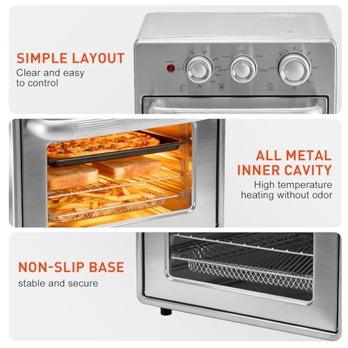 Image of OLIXIS Air Fryer Toaster Oven Combo, 16.9QT Oven Countertop 5 Functions in 1, 4 Accessories Included, Stainless, Up to 450F