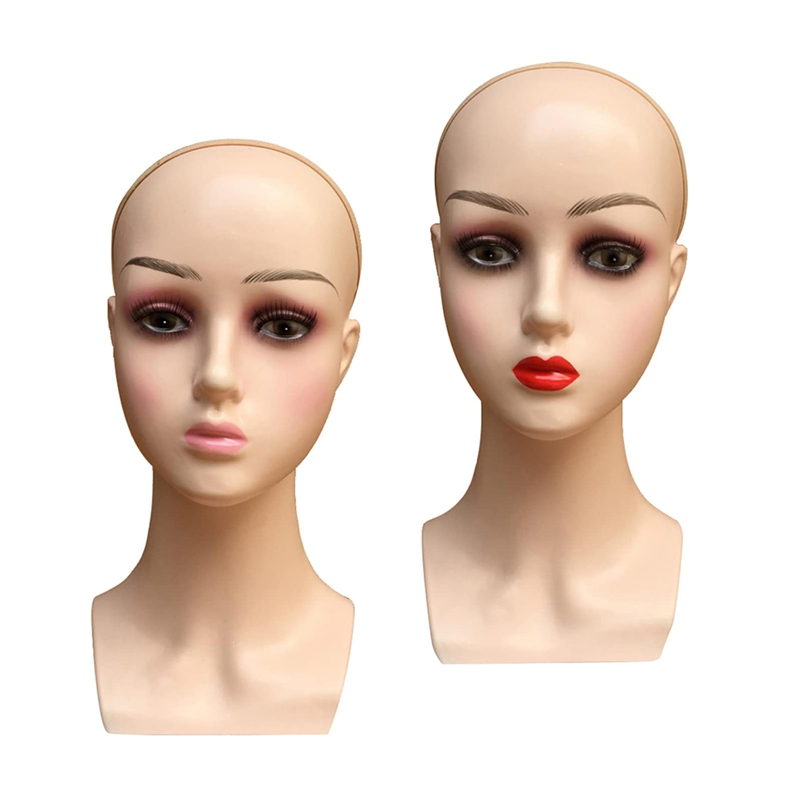 Kobieta profesjonalna kosmetologia łysa manekin głowa do tworzenia peruk, wyświetlanie peruk, okulary, włosy z WIG Net Cap(Pink Lips)