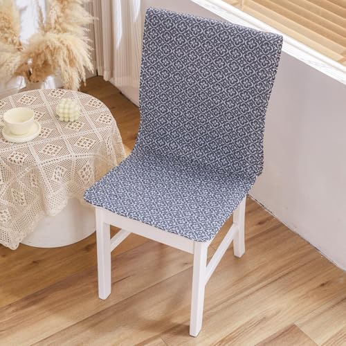 Image of HOMETHREADS Universal-Fit Cotton Fabric Chair Cover Comfortable Cushioned Seating Pad with Anti-Slip Back, Perfect for Kitchen,Dining Room (Leaf Trap Grey, Pack of 2)