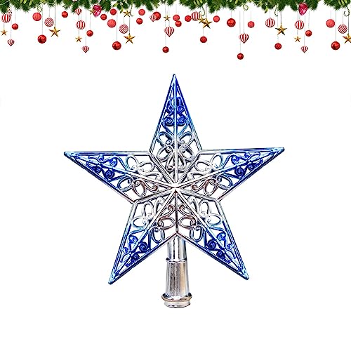 Étoile de Sapin de Noël à Paillettes 20cm Etoile de Noel pour Sapin Étoile Rouge doré pour la cime de Sapin de Noël Noël Sapin Topper Bleu argenté Ornements d'arbre de Noël Décor (Bleu argenté)