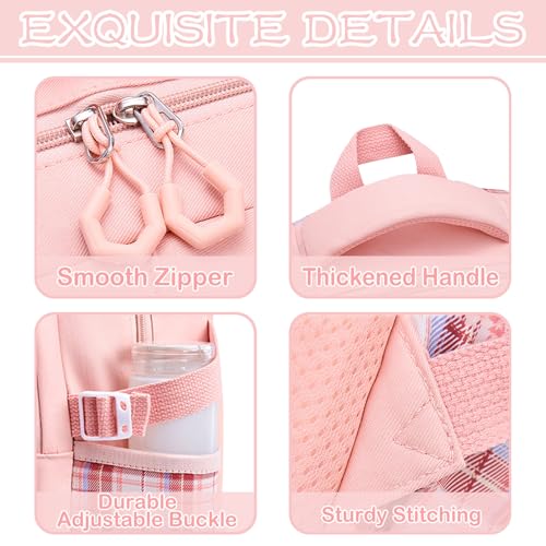 Cute School Backpack for Girls - Kawaii Kids Bookbag for Elementary & Middle School, Teen School Bag with Laptop Compartment (Pink)4
