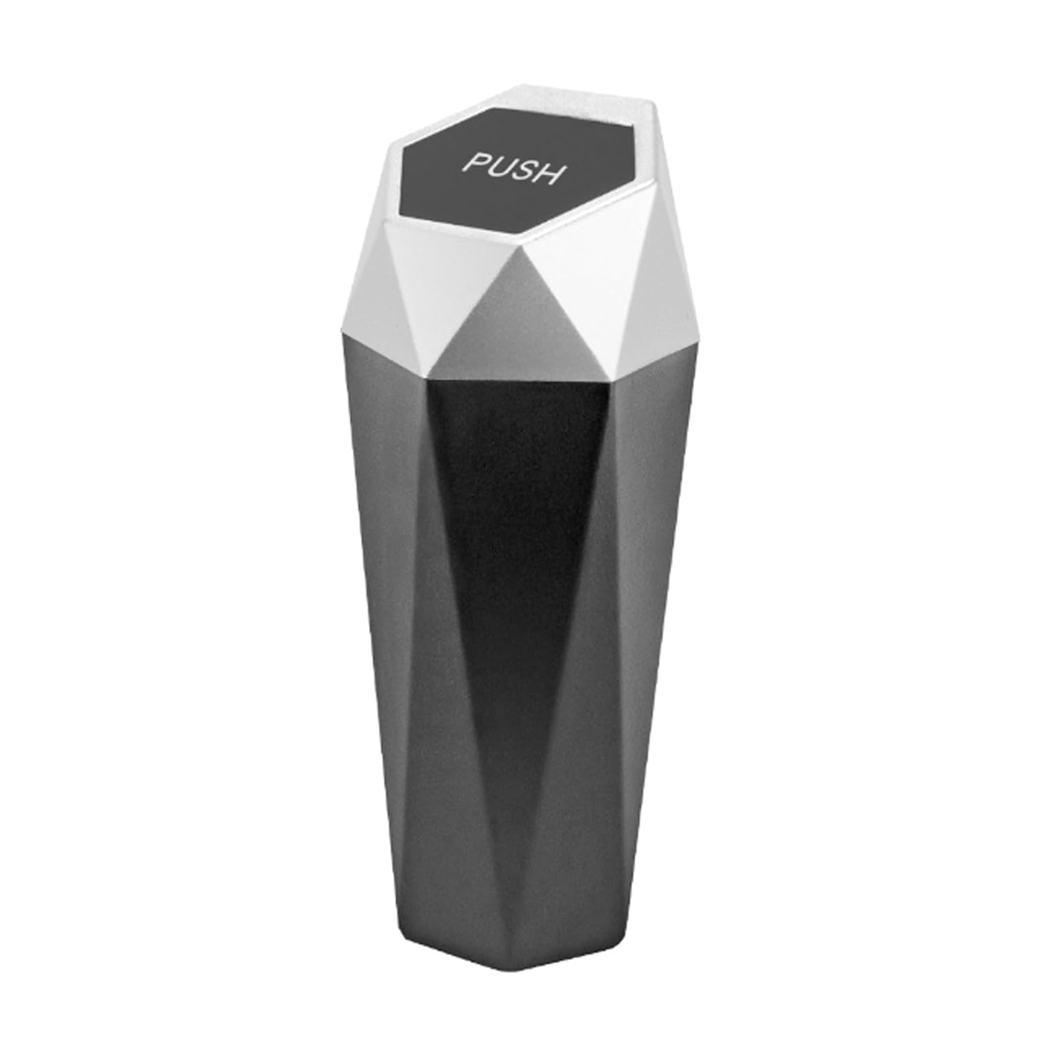 Car Bin, Mini Car Bin, Car Trash Can with Lid, Diamond Design Small Automatic Portable Bin for Car, Leakproof Plastic Vehicle Car Rubbish Bin (Silver)