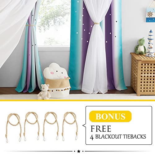 NICETOWN Sheer Layer Overlay Blackout Curtains with Grommet Top (52" Wide) - Image 3