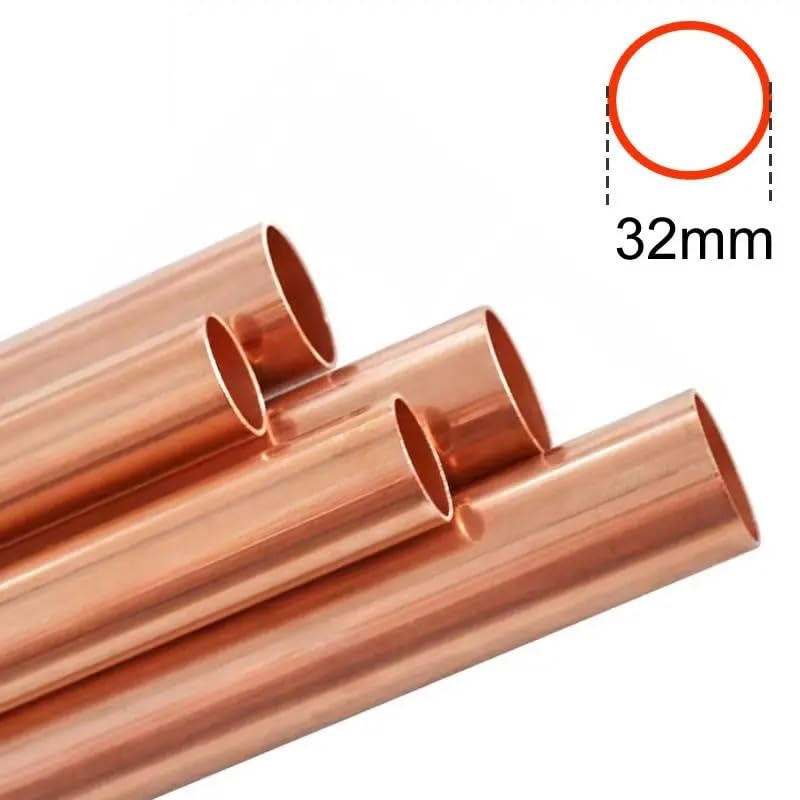 Tubo de cobre T2 OD32 diámetro exterior 32 mm de grosor de pared de 1,5 mm, tubo de cobre capilar hueco católico (32 x 1,5 mm, 500 mm)