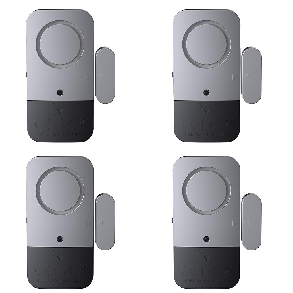 Alarma para Ventana de Puerta, para Sistema de protección de Seguridad para el hogar, Sensor magnético Ligero Independiente Flexible, Alarma antirrobo, 4 Piezas
