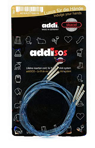 addi Click Interchangeable Knitting Needle SOS Blue Cords w/out Connector: 24 in. (60cm) 32 in. (80cm) 40 in. (100cm)