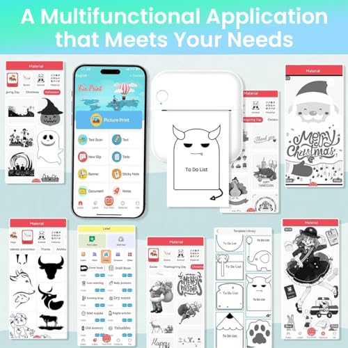 Kanget® Mini Bluetooth Thermal Label Printer, Cartoon Label Printer Inkfree Photo Printer for Android & iOS System, Label Maker Black on White... - Image 4