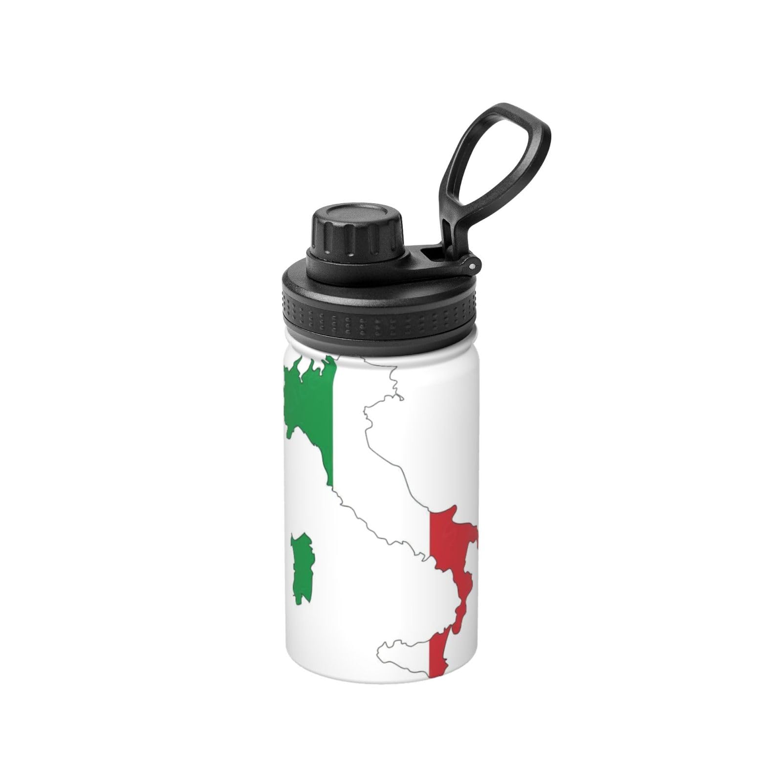 Borraccia termica in acciaio inox con stampa mappa della bandiera italiana, borraccia sportiva da 350 ml, ideale per i viaggi