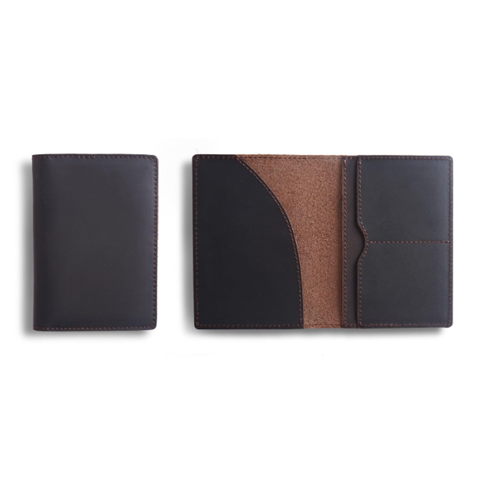 Custodia per passaporto in pelle bovina fatta a mano retrò porta passaporto universale biglietto multifunzione porta carte portadocumenti, Caff, 10 x 14 cm, Casual