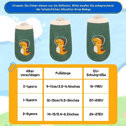 angelikashalala 5 Paar Baby rutschfeste Socken, Anti Rutsch Babysocken with Cartoon Tiermotive für Baby Mädchen Jungen Kinder(1-3 Jahre)