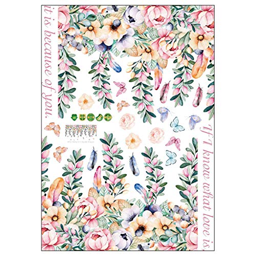 Preisvergleich Produktbild Carolui Wandtattoo Blumen Tiere Federn Kreative Aquarell DIY Wandaufkleber Kinderzimmer Schlafzimmer Badezimmer Wandsticker(A)