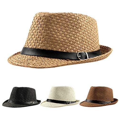 Summer Men Womens Fedora Straw Sun Hat Top Hats Sun Protection Wide Brim Beach Traveling Fishing Sunhat #TOP4