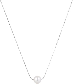 Single Pearl Pendant Necklace, White Pearl on Silver Chain