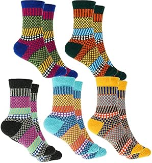 BluBell Ladies 5 Pack of Colourful Socks, Women's Comfortable Socks, Knitted, Breathable Premium Quality Trendy Vibrant Colours Great Mother's Day Gift Present