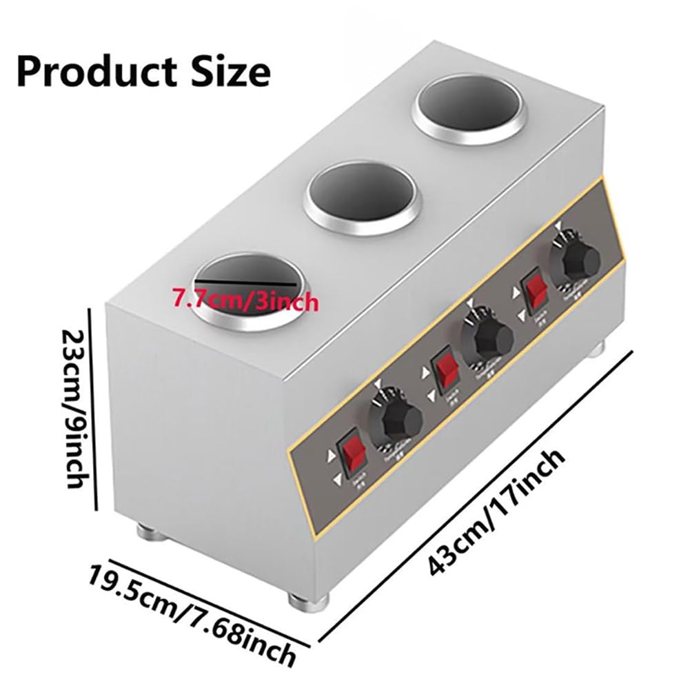 Scaldasalsa Elettrico per Alimenti, Riscaldatore per Dispenser di Salsa Alimentare Commerciale a 1/2/3/4 Griglie, con Bottiglia da 650 ml, Macchina per la Conservazione della (3Grid)