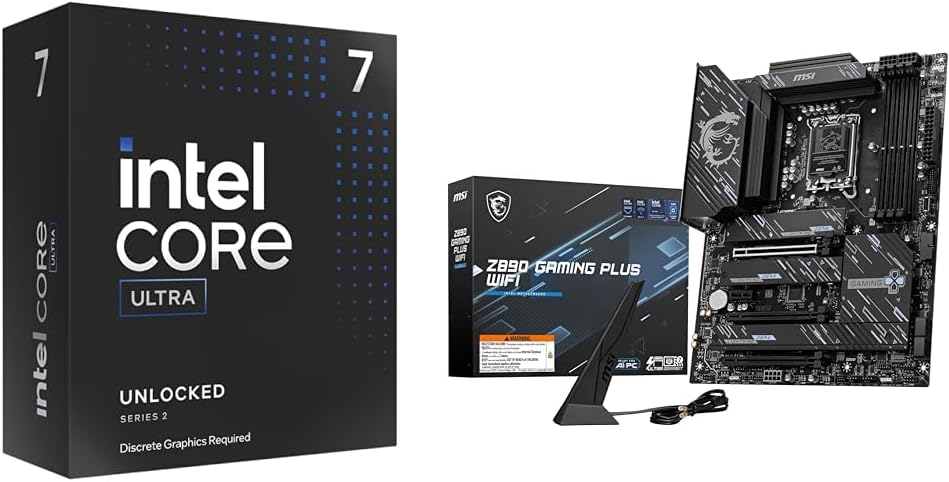 Intel Ultra 7 Desktop Processor 265KF - 20 cores (8P+12E) & MSI PRO Z890-A WiFi ProSeries Motherboard (Supports Core Ultra Series 2 Intel Processors, LGA 1851, DDR5, PCIe 5.0,Thunderbolt 4, ATX)
