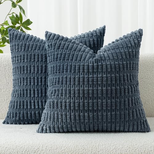 MIULEE Pack of 2 Corduroy Decorative Throw Pillow...