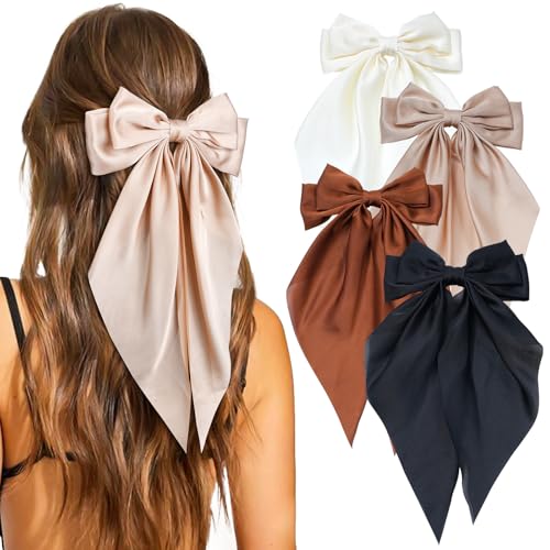 4 Piezas Moños para Cabello con Cinta Larga y Clips miniatura 1